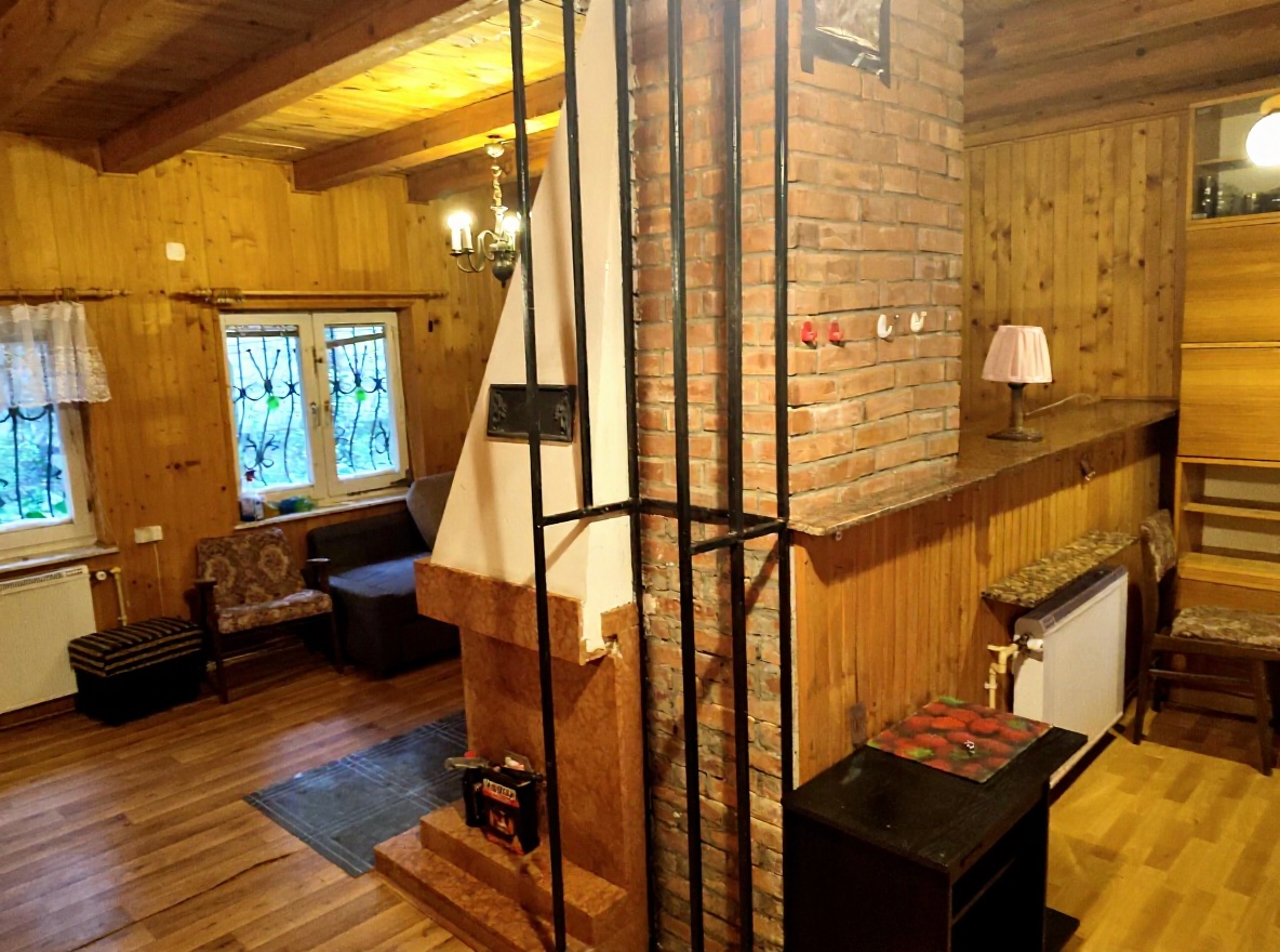 Salon z kominkiem